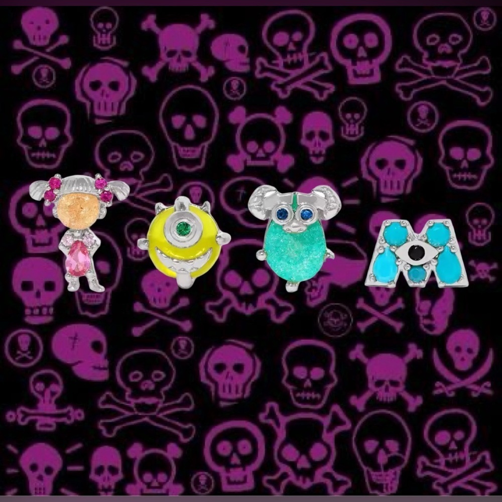 925 Sterling Silver Disney Monsters Inc Theme Earrings Mismatch Asymmetrical - Picture 3 of 4